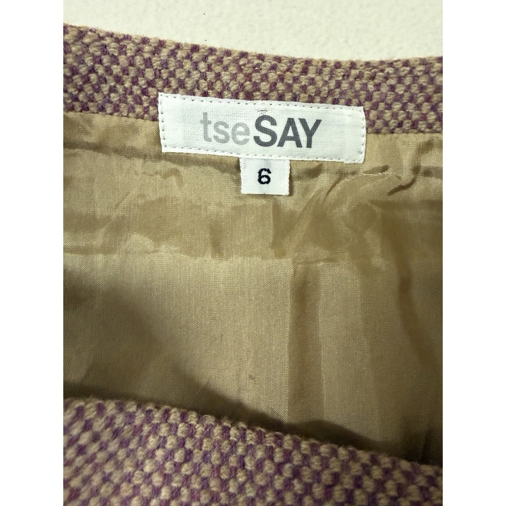 Vintage Skirt Tweed Wool Cashmere Classic Old Money 80s Academia Sz 6 Pink Mauve - Picture 8 of 12